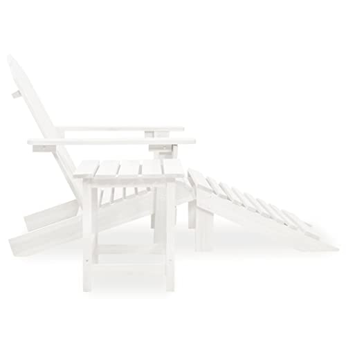 Charmma Patio Adirondack Chair With Ottoman&Table Solid Fir Wood White #TOP2