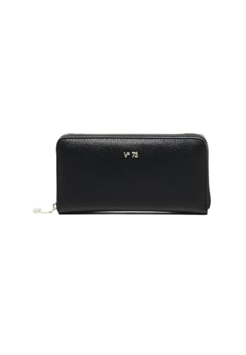 DESIGN ELEGANTE: Portafoglio V73 della linea Keira in elegante colore nero, realizzato in poliuretano di alta qualità con finiture raffinate e logo V73 in evidenza