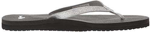 Image of Sanuk womens Yoga Joy Sparkle Flip Flop, Silver Sparkle, 11 US