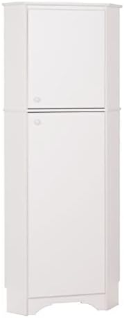 Atlin DesignsTall 2 Door Corner Storage Cabinet in White, 18.75" D x 29.25" W x 72" H