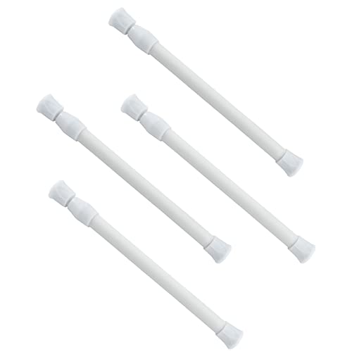 Kyuionty 4 Pcs Spring Tension Curtain Rods, 9.8 To 15.7 Inch Adjustable Curtain Rod Spring Loaded Shower Rod for Bathroom, Kitchen, Window (White)