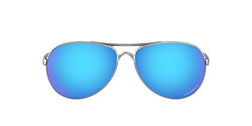 Oakley Women s OO4079 Feedback Pilot Sunglasses, Polished Chrome Prizm Sapphire Iridium Polarized, 59 mm