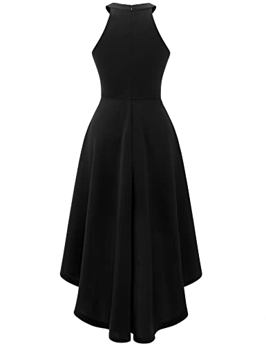 Dressystar Women Halter Summer Cocktail Dresses Sleeveless Hi-Lo Bridesmaid Dress Formal Party Dress For Wedding Guest Lm28 Black Xl #TOP1
