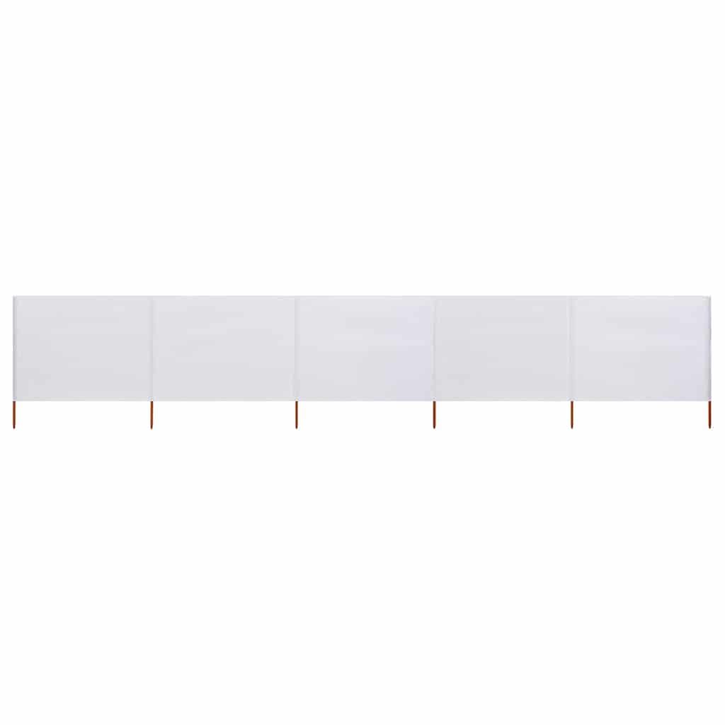 vidaXL 5-Panel Wind Screen - Non-Woven Fabric Side Awning with Wooden Poles, 600x160 cm - Sand White