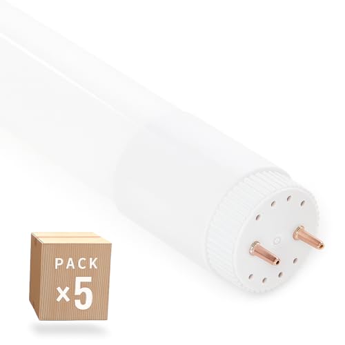 Pack 5 Tubo LED T8 18W 2.880Lm 6000ºK Vidrio 120Cm Conexión 2 Extremos 40.000H | Greenice