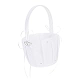 HOOTNEE 1pc Elegant Wedding Flower Girl Basket Bow-knot Lightweight Floral Petal Confetti Holder for Wedding Party and Special Events for All Themes