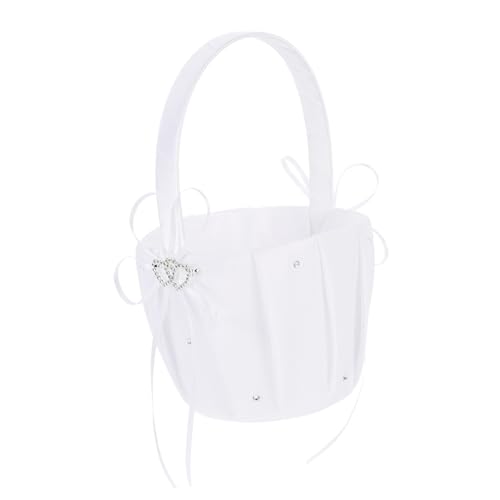 HOOTNEE 1pc Elegant Wedding Flower Girl Basket Bow-knot Lightweight Floral Petal Confetti Holder for Wedding Party and Special Events for All Themes