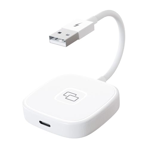 Dispositivo di Mirroring dello Schermo 'auto, Adattatore a Specchio per Telefoni IOS, Sincronizzazione in Tempo Reale, qualità 'immagine HD, Dongle di Mirrrorring Cablato, (Piazza)