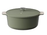 Cooksmart Signature 28cm Casserole Pot with Lid – Cast Aluminium | Non-Stick | PFOA & PFAS Free | Free Felt Pan Protector | Induction, Gas,& Electric Hob Compatible (Sage Green)