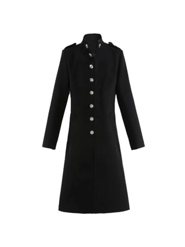 Autumn Winter Long Fitted Black Woolen Coat Men Mandarin Collar Single Breasted Plus Size Clothing3