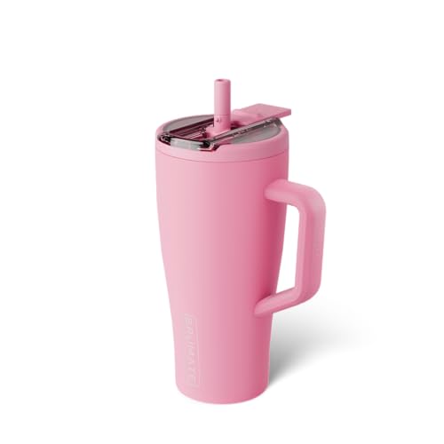 Image of BruMate Era Flip 30oz Tumbler with 100% Leakproof Covered Straw Lid | Hygienic Covered Straw | Insulated Stainless Steel Water Bottle with Handle | Cup Holder Friendly | BPA-Free (Primrose)
