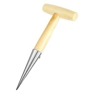 Sibba Metingen Zaad Dibber Tuingereedschap Onkruid Planter Dispenser Gatengraafmachine Kleine Schop Gazon Zorg Roestvrij Staal Houten Handvat Grips voor Zaaien Verplanten Planten Groente