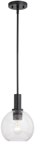VAXCEL Marshall LED Compatible Matte Black Transitional Mini Pendant Ceiling Light Clear Glass Globe