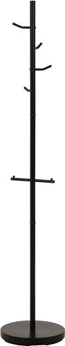 不二貿易 リュックハンガー ポールハンガー ハンガーラック 幅33.5×奥行33.5×高さ172cm マットブラック 推薦耐荷重約9kg 27955