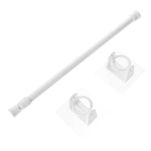 Cabilock 2sets Tension Shower Curtain Rod Hooks Telescopic Bar for Bathroom No Drill Installation Smooth Surface Mounting Versatile Use for Various Spaces