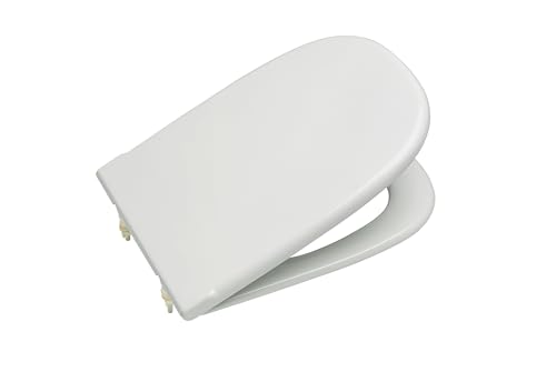 Roca Dama Retro - Tapa y asiento de Supralit para inodoro con bisagras extraíbles, tapadera de WC original con ajuste perfecto, recambio de tapa de váter resistente, blanco, A801327004