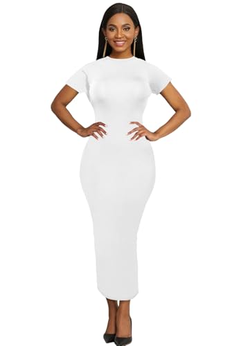 Image of Women's Long Bodycon Dresses Leopard Print Casual Maxi Club Party Tight Dress Short Sleeve