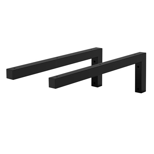 ML-Design Set 2x Soporte Angular L de Pared 450 x 150 mm Negro Acero de Diseño Flotante para Lavabo Estante Mesa Encimera Apoyo para Mueble Baño Dormitorio Salón Ajustable Incluye Material de Montaje