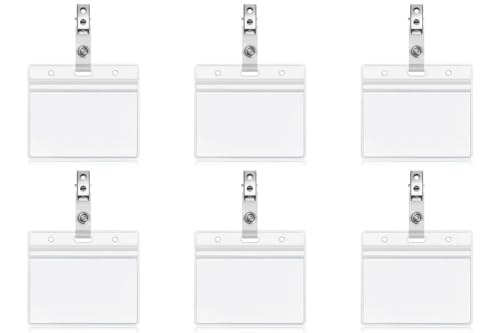 Retractable Badge Holder Lanyard with ID Holder, 6Pcs Retractable Badge Reel with Swivel Alligator Clips, Heavy Duty Badge Reel with Vertical ID Card Holder