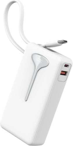 Power Bank, 10000mAh Powerbank 22.5W Ricarica Rapida USB C Ingressi e Uscite, Potente e Sottile Caricatore Portatile con Cavi Integrati, Caricabatterie Portatile per iPhone Samsung Cellulare Tablet