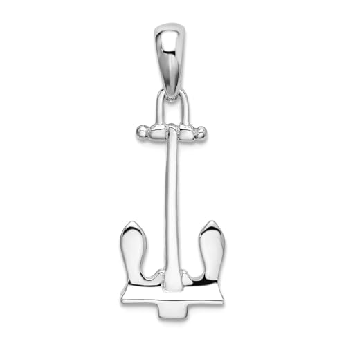 Collier ancre marine femme en argent 925 pendentif poli 3D 28mm