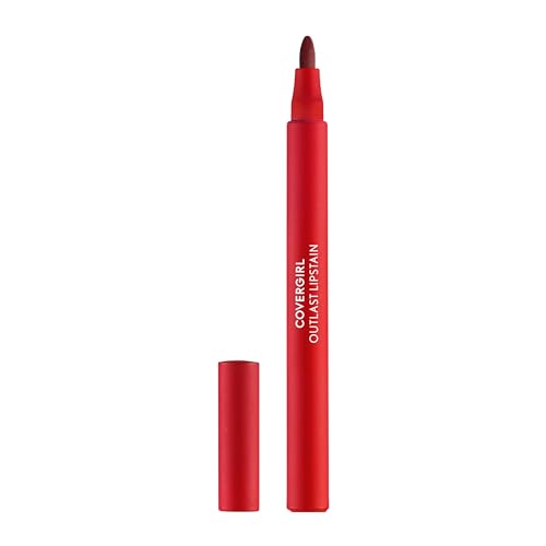 Covergirl Outlast Lipstain, 55 Atomic Love, Smooth Application, Precise Pen-Like Tip, Transfer-Proof, Satin Stained Finish, Vegan Formula, 0.06oz - image 1
