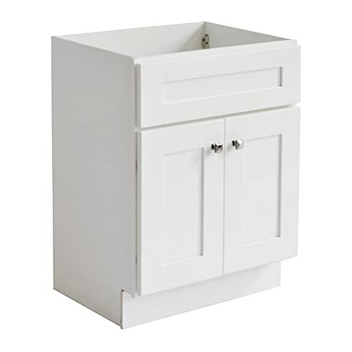 Design House Brookings 24 Inch Bathroom Vanity, Ready to Assemble, Solid Wood, Sherwin Williams® White – Design House, 586925