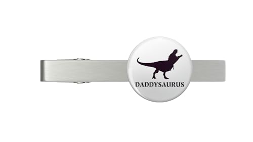 DADDYSAURUS - gift for dad,fathers day,birthday Silver Tie Clip Tie Bar Veteran Gift