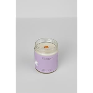 Fontana Candle Company Lavender Lightly Scented Candle Made from Beeswax and Coconut Oil Essential Oil Wood Wick Long Lasting Non Toxic Clean Burn