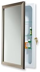 Jensen 625N244SNCL Hampton Locking Security Medicine Cabinet, 15-Inch by 25-Inch, Satin Nickel