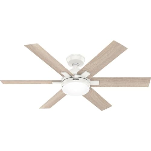Hunter - Georgetown Indoor Ceiling Fan With Light, Remote Control, 52-inch, Modern-style, 6-speed DC Motor, Express Install, for living rooms, bedrooms, home offices, kitchens (Fresh White)