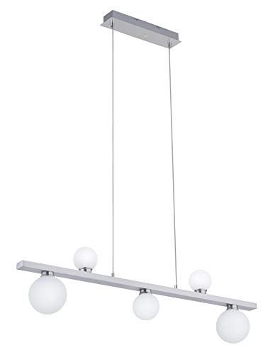 Suspension smart home Trio Leuchten salle à manger luminaire métal nickel mat