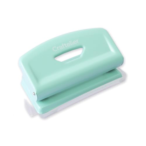 Craftelier - Perforadora de 2 Agujeros para Papel, Capacidad 10 Hojas, Taladradora Metálica con Recolector de Residuos, Guía Ajustable y Base Antideslizante, Material de Oficina o Escuela