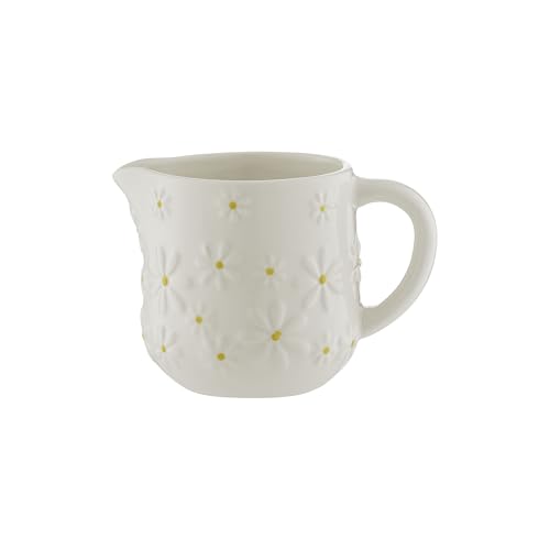 Price & Kensington Pot à lait Daisy | Pot à lait en céramique de 275 ml avec motif marguerite en relief | Centre jaune peint à la main | Vernis crème | Accessoire pour l'heure du thé