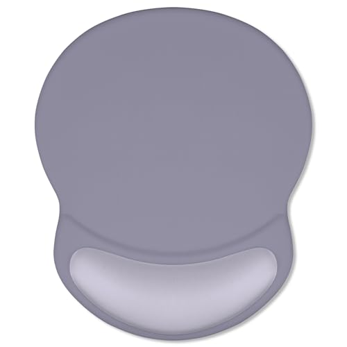 ITNRSIIET Ergonomic Mouse Pad with Comfort Gel Wrist Rest, Non-Slip PU Base, Smooth Textured Surface, Reduces Hand Fatigue & Wrist Pain, 8.7 x 7.2 Inch for Office Gaming Home, Mist Gray