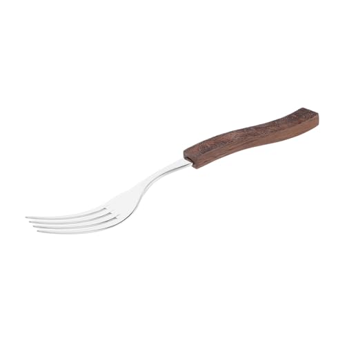 BRIGHTFUFU Wood Handle Dinner Forks Stainless Steel Unique Carving Design Multipurpose Cutlery for Home Restaurant Ergonomic for Easy Handling