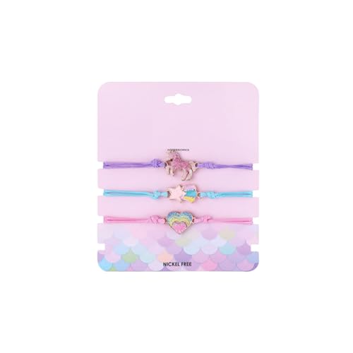 3 Pcs Matching Friendship Bracelets for Best Friends Cute Horse Beast/Shooting Star/Rainbow Heart Bracelets for Little Daughter/Granddaughter Colorful Adjustable Woven Rope Braided Bracelet Kawaii Christmas Birthday Jewelry Gifts