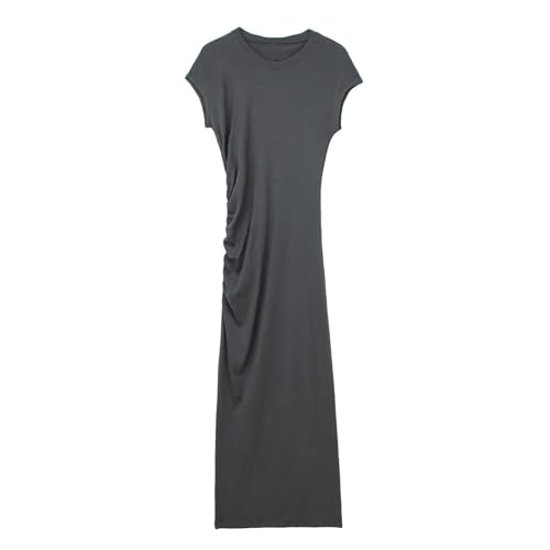 Robe tricotée à drapé latéral simple vêtement de printemps blanc taille M