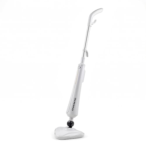 Image of OVENTE Electric Steam Mop Cleaner, 1300W, 350ml Water Tank, White ST405W | With Swivel Head, Washable Microfiber Pad for Cleaning Carpet, Hardwood, Laminate Floor, Tiles and Grout