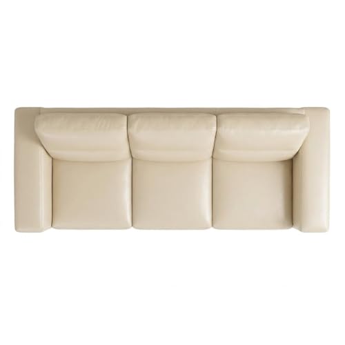 Image of FURNY Parker 3 Seater Fabric Sofa Set with Leatherette Finish | Durable Comfort | Ideal for Living Room | Modern Design (Cream Leatherette)