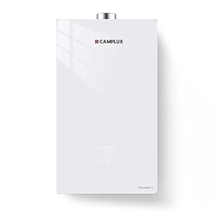 Tankless Water Heater Gas with Tempered Glass Panel Touch Screen, 6.86 GPM Instant Tankless Hot Water Heater Natural Gas, 170,000 BTU On Demand Tankless Gas Water Heaters, Indoor Installation, White