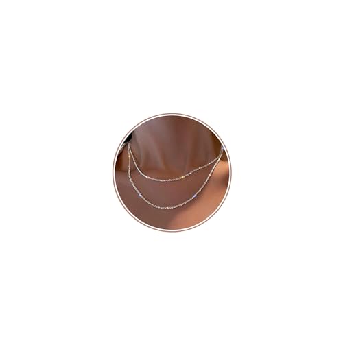 CASSIECA 2 Stück Silber Halskette Layered Sterling Silber Stapelbare Kette Glänzende Diamantschliff Popcorn-Kette für Frauen Mädchen
