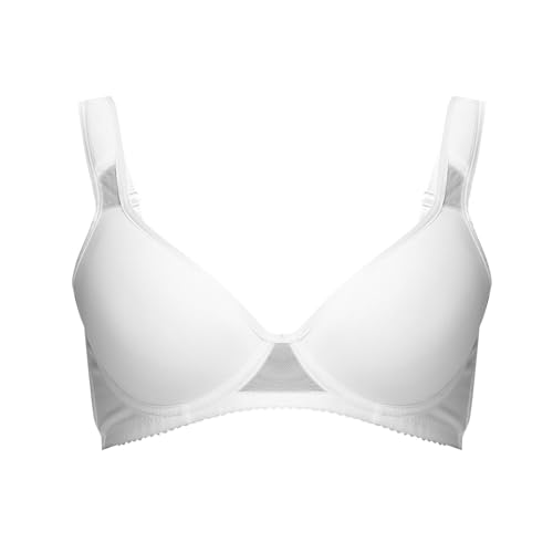 Correas de Hombro ensanchadas Copas Finas Color sólido Sujetador de Verano Sujetador de Ropa Interior versátil Sujetador Tallas Grandes con Foam Sujetadores Sin (White, F)