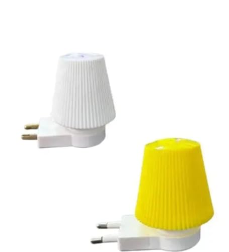Image of GURUSOAMI Small lamp Type 2 Pin Night Lamp 0.5 Watt Plug & Play Bulb for Bedroom, Living Room, Zero Watt Light Direct Socket use for Night (Yellow /White, 2, Count)