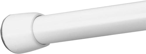 iDesign Duschvorhangstange, mittellange Teleskopstange aus Edelstahl, ausziehbare Duschvorhangstange ohne Bohren für Dusche und Badewanne, weiß