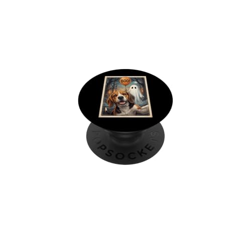 Beagle Dog Ghost Selfie Drôle Spooky Saison Halloween Meme PopSockets PopGrip Adhésif