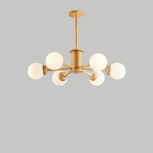 Suspension unique en verre et bois de noyer pour îlot de cuisine moderne