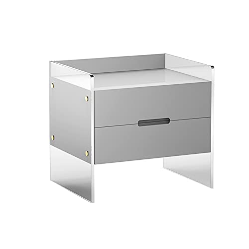 Table de chevet bois gris 2 tiroirs petit meuble de rangement chambre et salon 60cm - 5