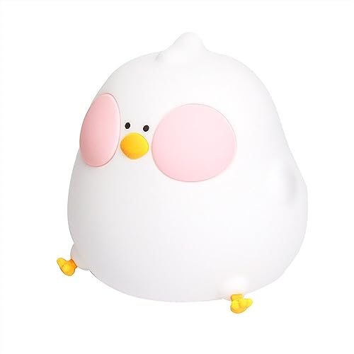 Night Lamp for Kids, Cute Fat Chicken 7 Colors Changing Silicone Bedside Table Lamp Touch Dimmable Night Light with Remote & Timing, USB Charging Night Stand Light Lamp for Bedroom Boys Girls Room
