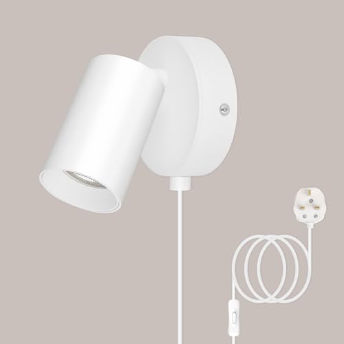 Apliques de pared de interiores con enchufe y cable, foco GU10 rotable de 7W para salón